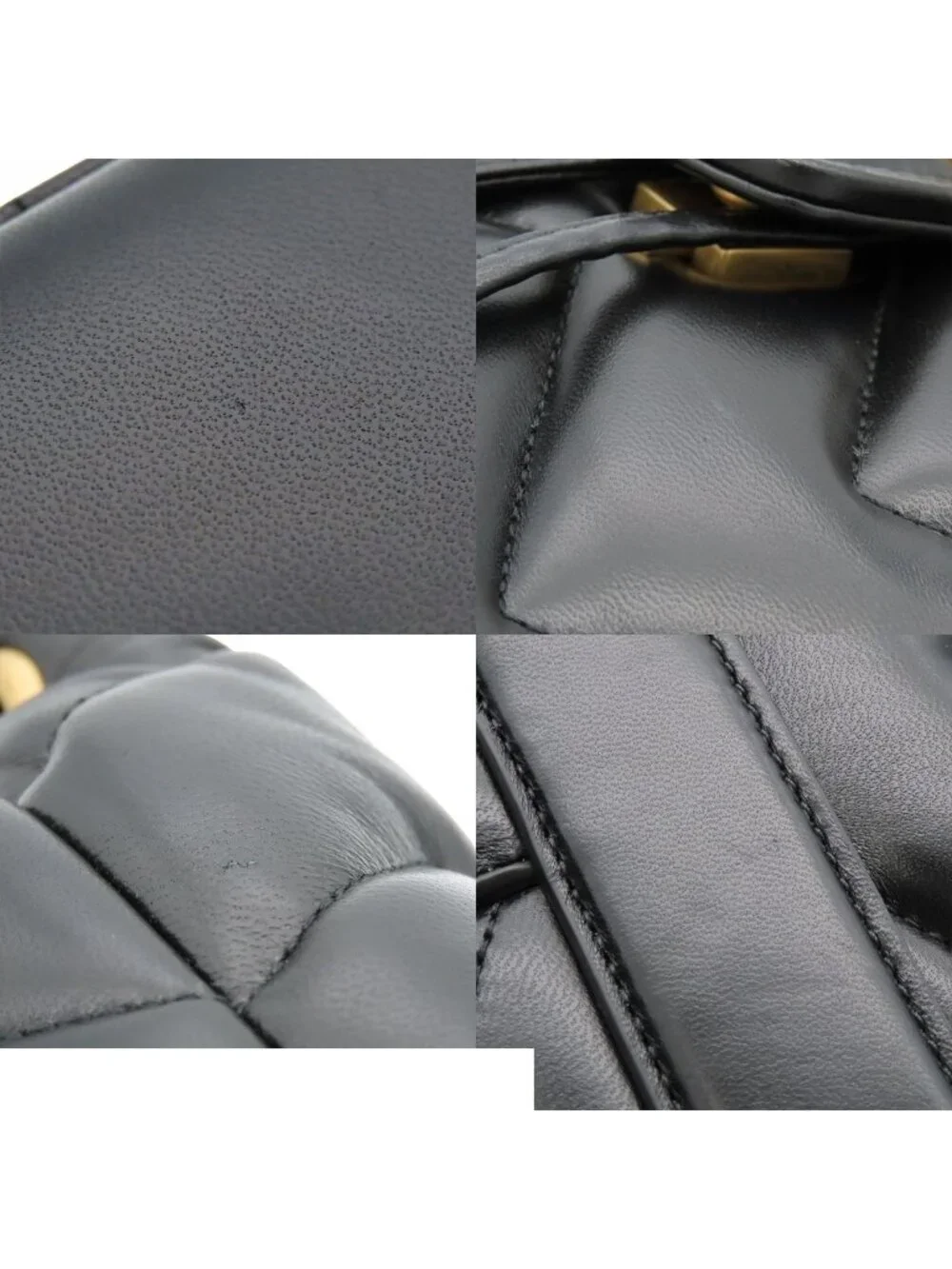 Gucci Backpack Black Leather GG Marmont Chevron